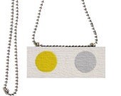 Retro Pendant Painting, Optical Illusion, Geometric, Pop Art, Yellow, White, Gray, Custom Sizes Available by Will Wieber