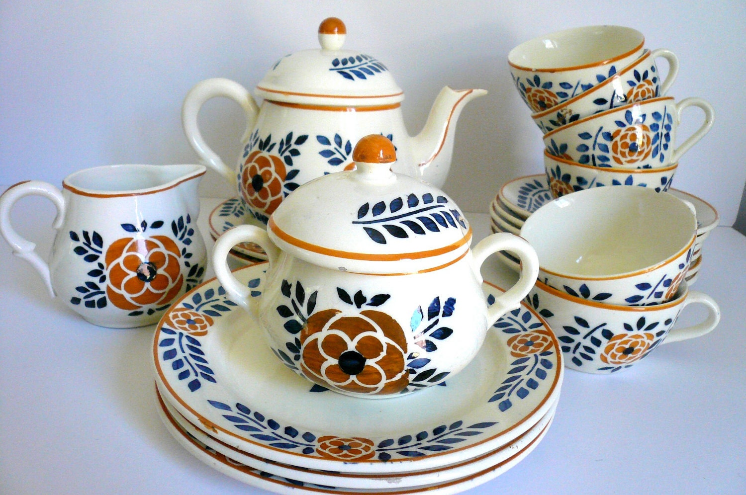 Vintage Tea Set Black Forest Pottery (22 pcs)