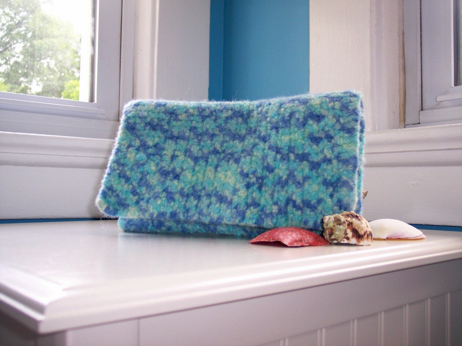 Turquoise Felted Clutch Purse