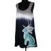 SALE - Blue Jackalope dress - handpainted, one of a kind by NYhop - size US 8 (Medium) cotton tie dye colorfade babydoll tent