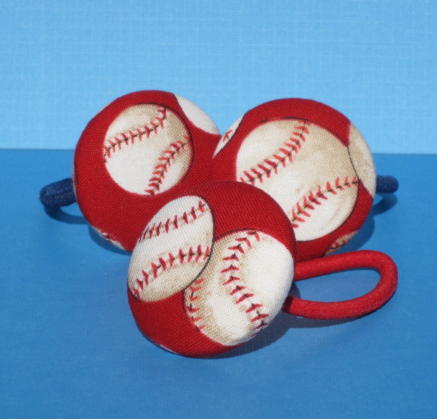 Baseball ponytail holder red