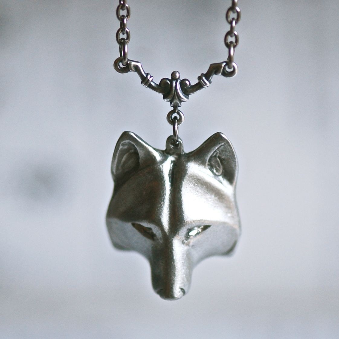 Wolf Mask No. 1 Necklace - Made in USA findings