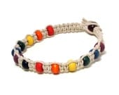 Rainbow Hemp Anklet with Wood Beads