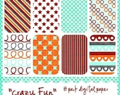 Digital Scrapbook Paper Pack- Crazy Fun