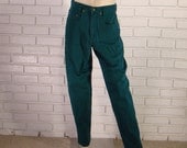 Forest Green Jeans- 1990's Vintage- Eddie Bauer Relaxed Fit, High Waist- Medium