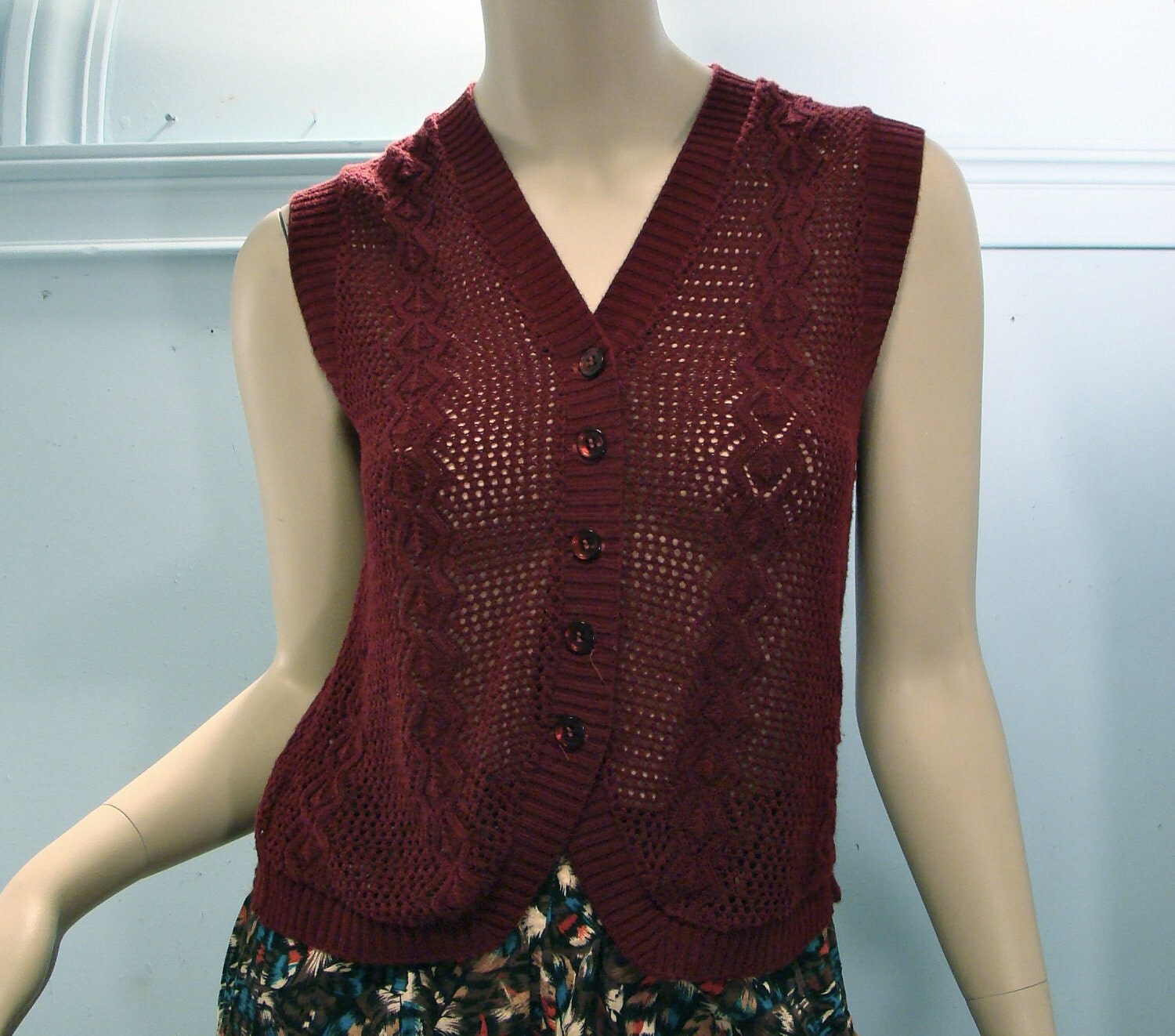 burgundy vest