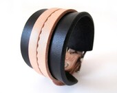 Black & Tan One Strap Saddle Stitch Cuff