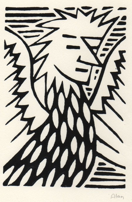 Griffin. Linocut