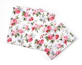 Vintage Waverly Cotton Fabric Yardage Pink Red Roses 50s Decorator Fabric