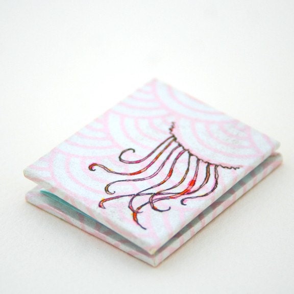 Pink Jellyfish Miniature Accordion Book - Original Illustration