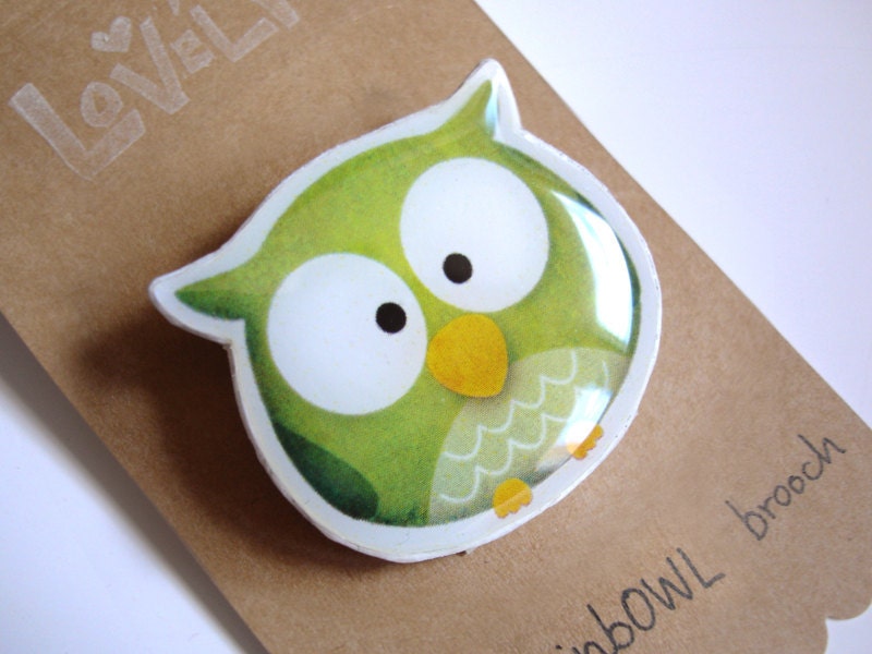 GREEN RainbOWL - Pin brooch