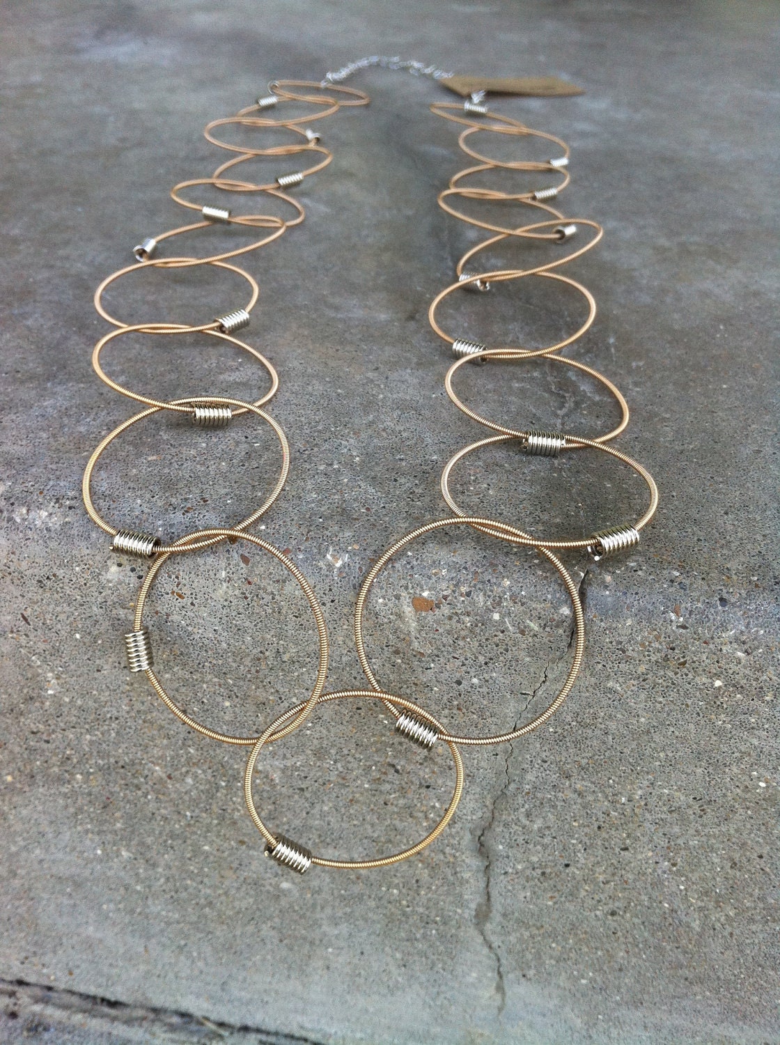 Recycled Guitar Strings - Restored Guitar Strings Chain of Truth necklace in Bronze