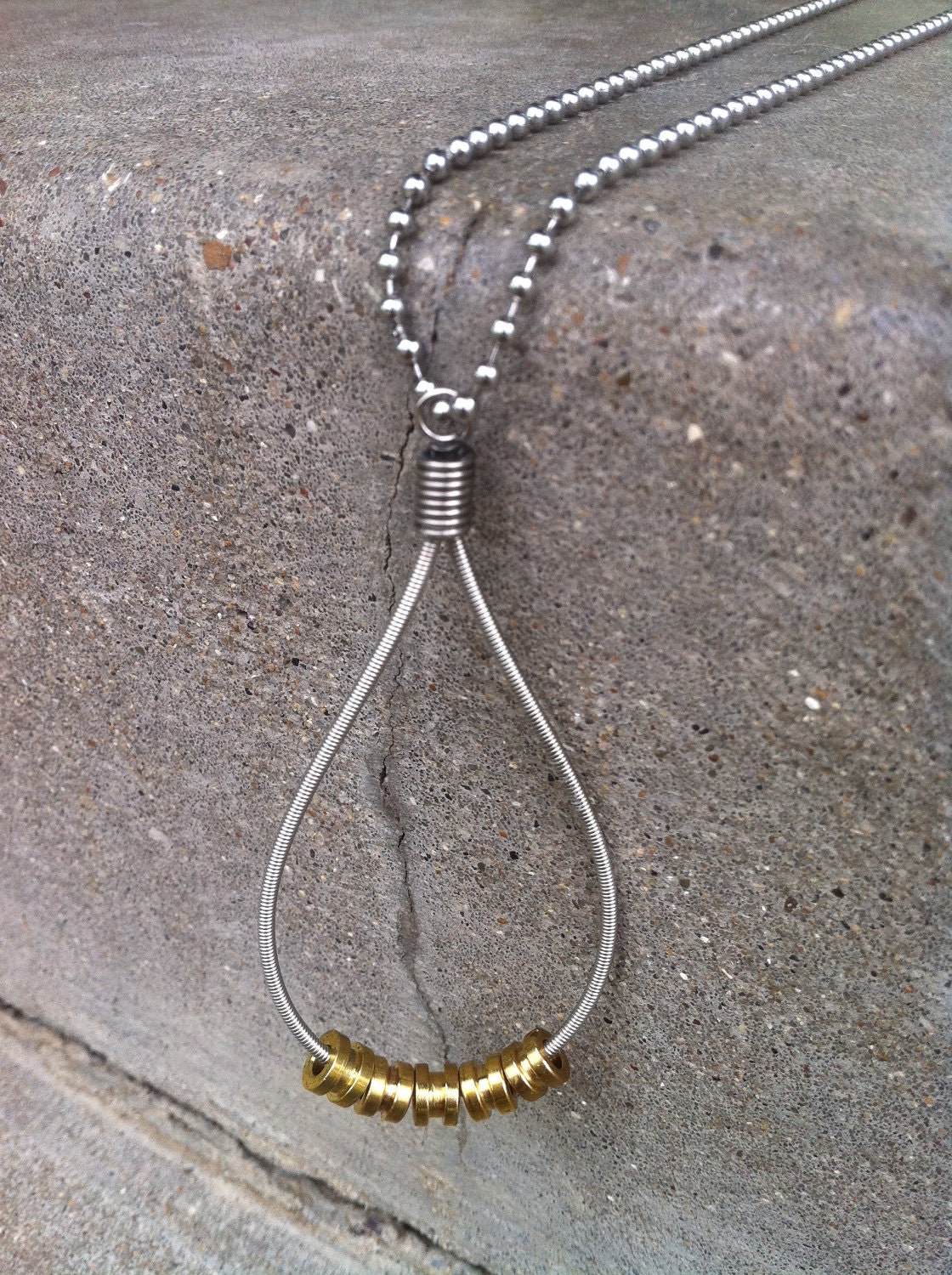 Recycled Bass Strings - NEW Restored Bass String Teardrop Pendant