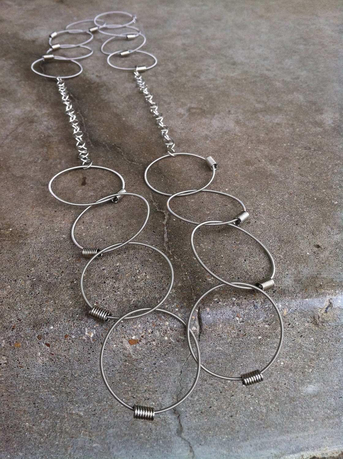 Recycled Bass Strings - Restored Bass String Chain of Truth necklace (split links) in Silver