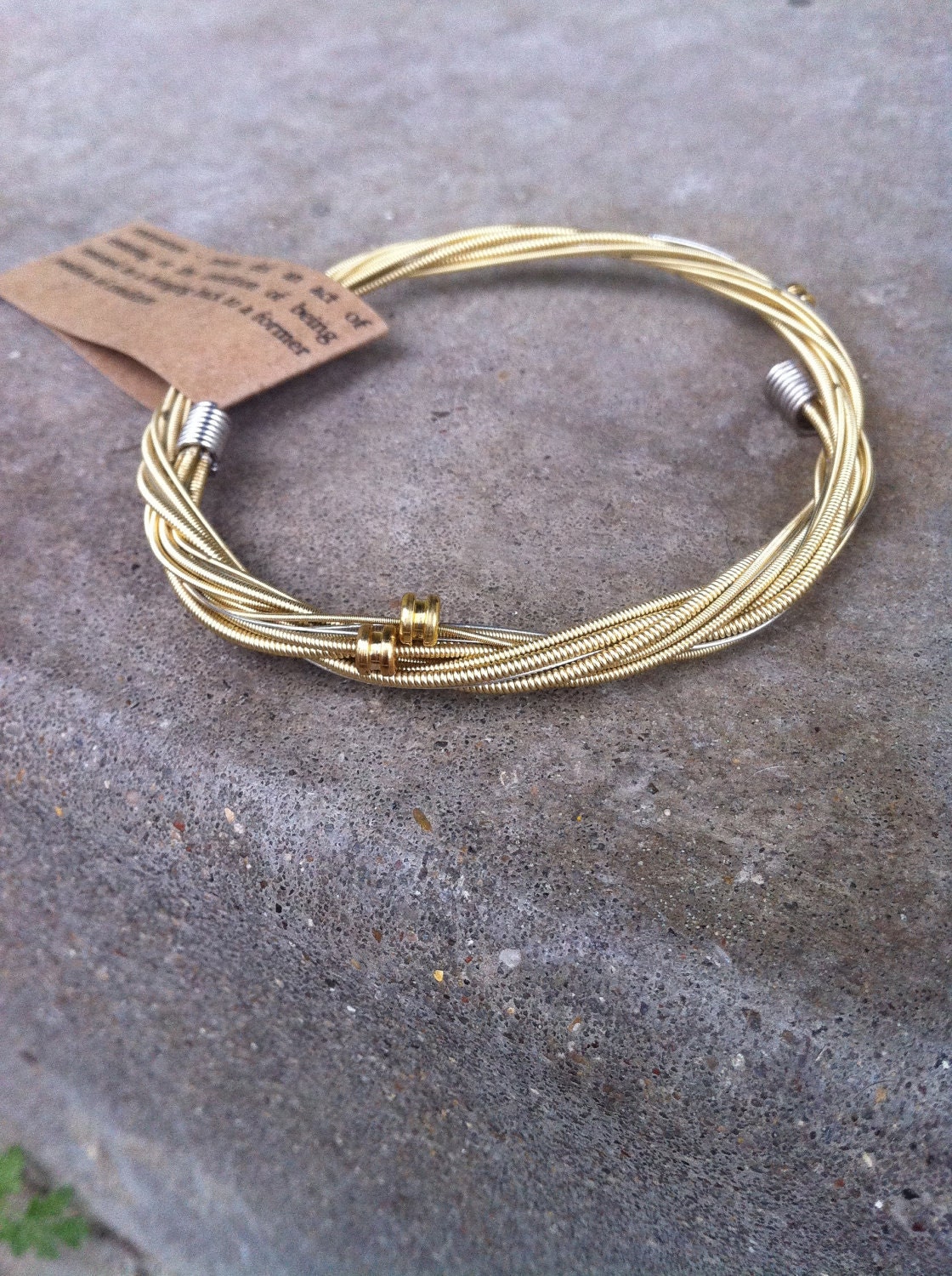 Recycled Guitar Strings - Restored Guitar String Gold Color SLIM Bracelet