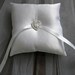 Ring Bearer Pillow white satin small heart ribbon -- Open Heart button