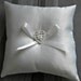 Ring Bearer Pillow white satin small heart ribbon -- Open Heart button