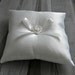 Ring Bearer Pillow white satin small heart ribbon -- Open Heart button