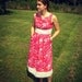 Summer Dress, Pink Sundress w/ Pockets, hot pink fabric and white lace trim, high neck, modest - Ready-made size 6