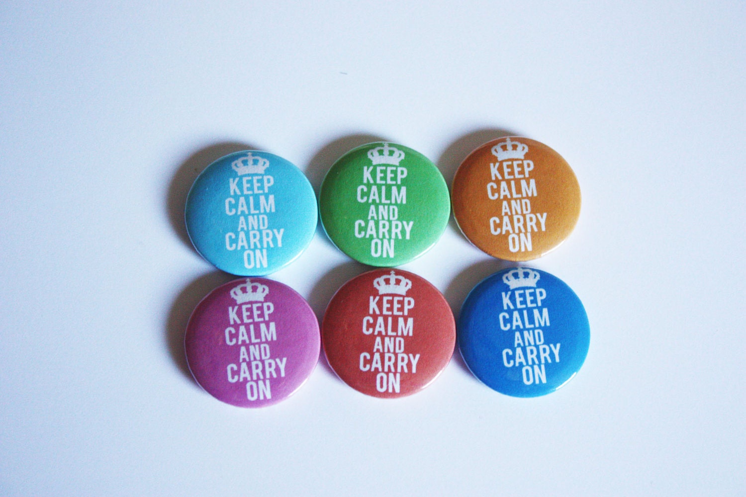 Set of 6 Multi Color Button pins 1 inch