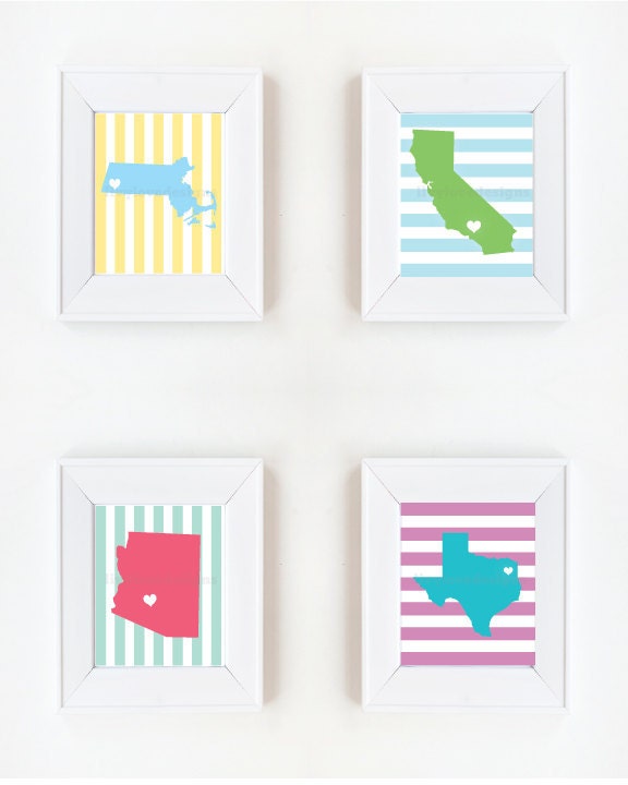 5 x 7 State Prints Custom