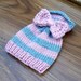 Baby Girl Bow Tied Hat, Newborn Photo Prop, light rose, light gray