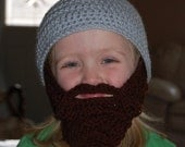 Beard Beanie Child Size 2 to 4 Years Shown But Can Customize Size and Colors