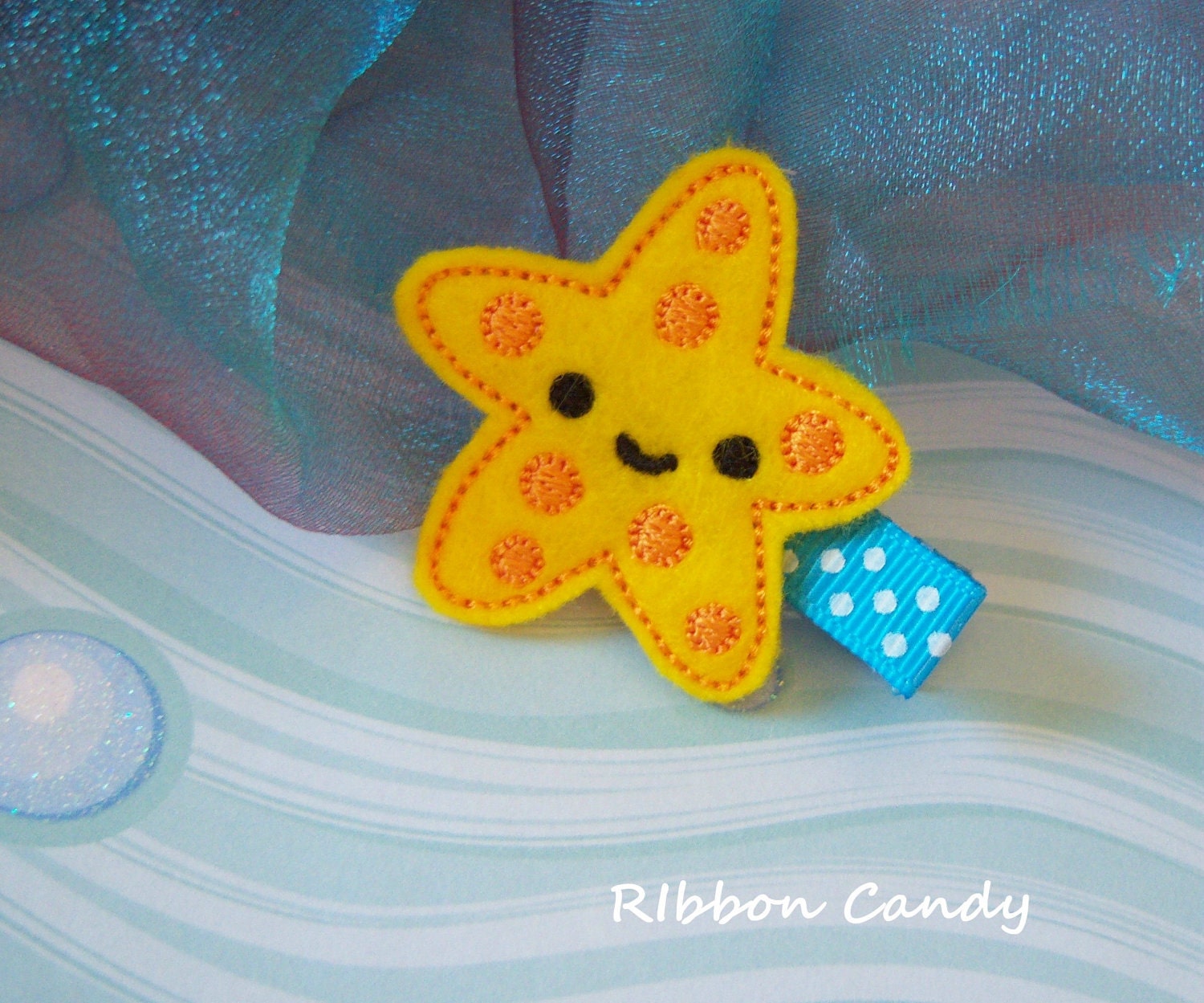 Starfish Felt Hair Clip - Under the Sea - Party Favor, Beach Accessory, Mermaid Party, Girls Hair Clip, non slip