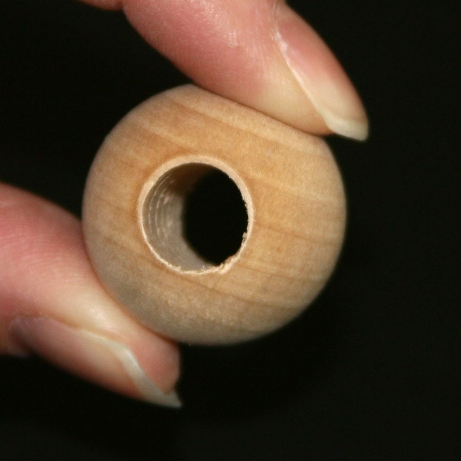 12 - Bead Round - 1 inch x 3/8 hole (25mm) unfinished wood (WW-BE1125)