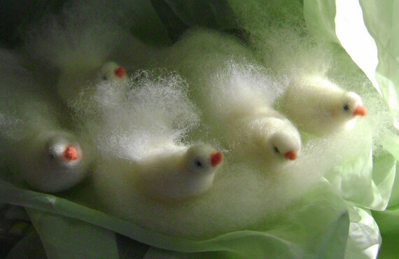 Wool Felted - Snow White Birds - Softearthart