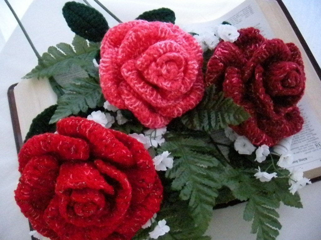 Crochet Bouquet Rose Pattern PDF