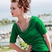 Eco friendly sophisticated emerald green blouse with cowl neckline and half-length sleeve in tencel jersey - Florence Top - ready to ship