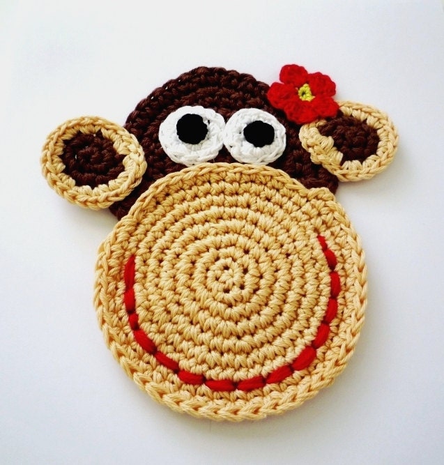Crochet Coasters - Mr. and Mrs. Monkey