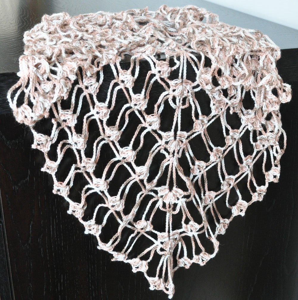 Linen/Acrylic Lace - Crochet multicolor triangle summer shawl