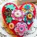 FB008 - Japanese Art Inspired Heart Shape Felt Brooch - Red