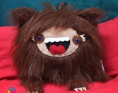 Big Long fur plush monster Teddy bear - Cute Handmade plushie - Brown furry Plush Kriture no. 2