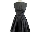 1950s Vintage Pauline Trigere Black Silk Cocktail Dress