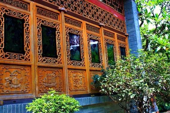 Temple Doorway Chinese Carved Wood -  Fine Art Spiritual Photo Limited Edition Print 5x7 by Mei Faith