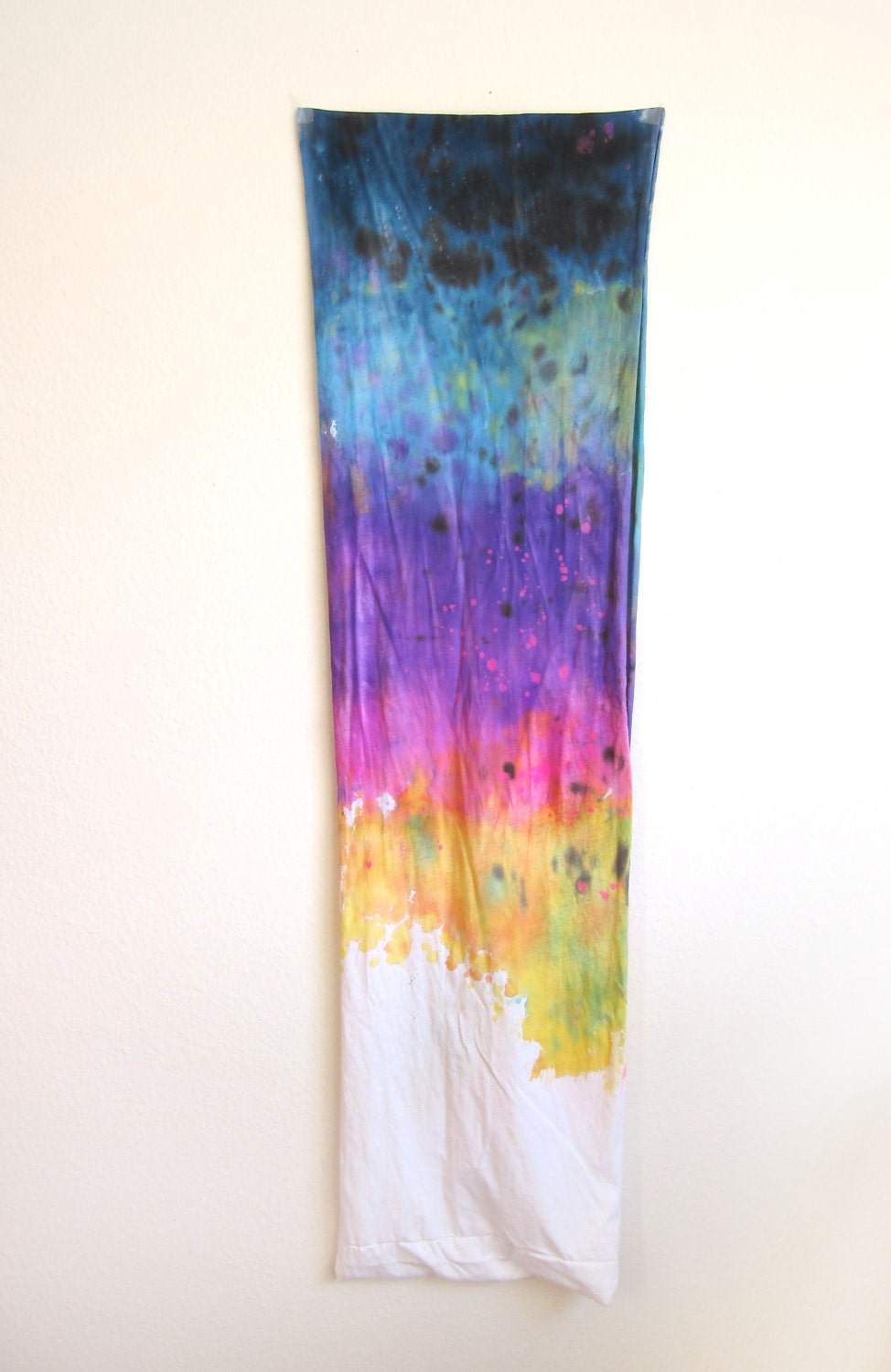 The Original "Splash Dyed" Hand PAINTED Slouchy Jersey Circle Scarf in White Spectrum Rainbow