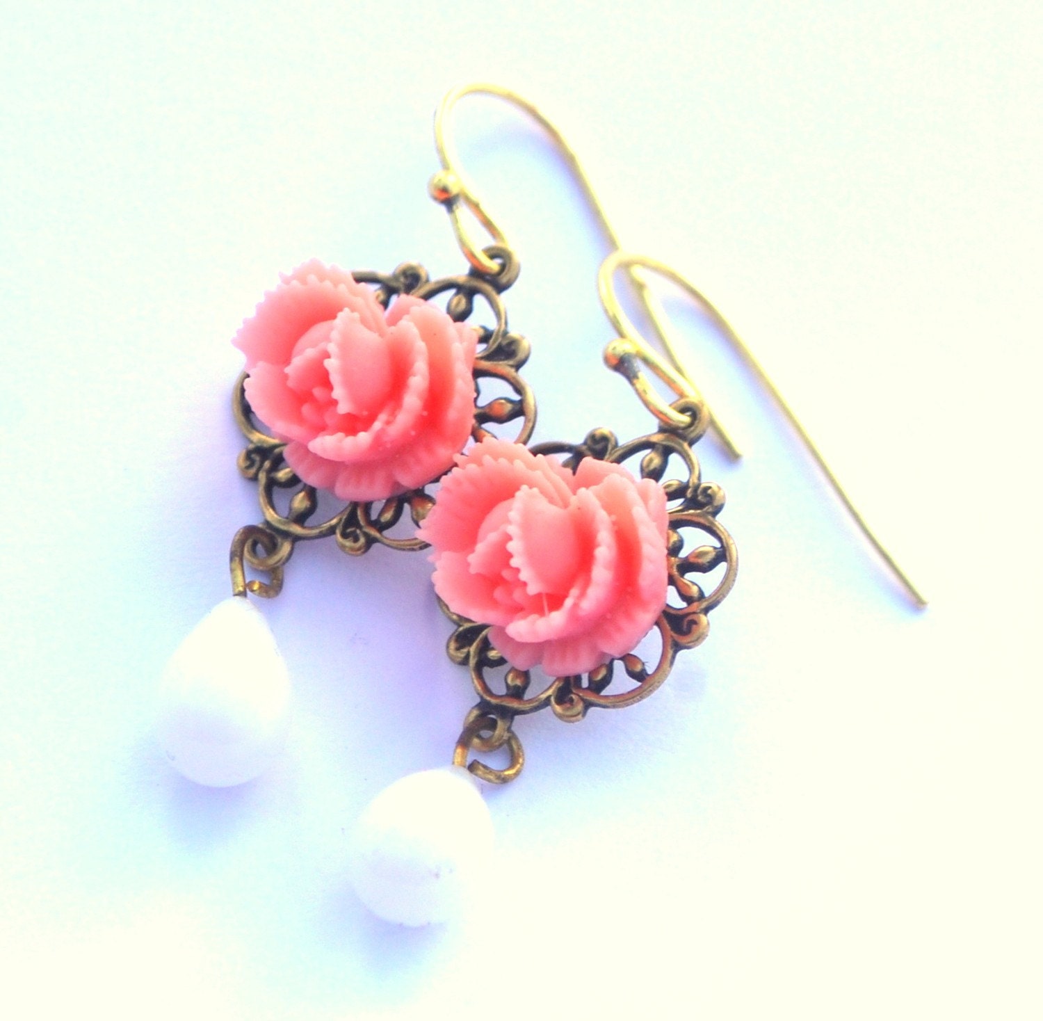 Tea Rose Dainty Sweet Romantic Earrings