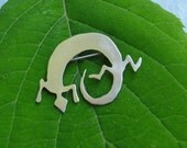 Sterling Southwestern Lizard, hand-sawed brooch pin
