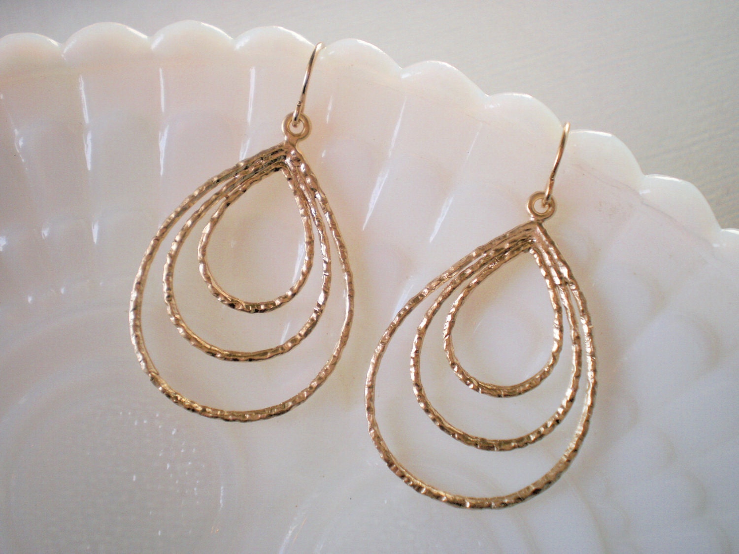 Jewelry Sale, Gold Teardrop Earrings, Multi Teardrop, Matte Gold Earrings, Simple, Modern, Classic, Everyday Jewelry
