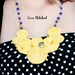 ON SALE NOW - PENELOPE - Golden yellow Spring inspired colorful Rosette bib statement necklace