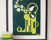 Letter P - from the alphabet series, bold mod A3 poster print