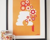 Letter T - from the alphabet series, bold mod A3 poster print