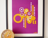 Letter U - from the alphabet series, bold mod A3 poster print