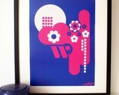 Letter W - from the alphabet series, bold mod A3 poster print