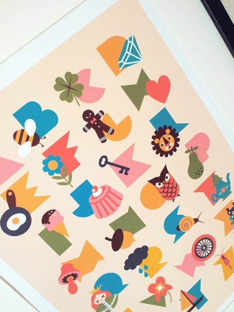 Alphabet poster print, in 'Sundae' colorway