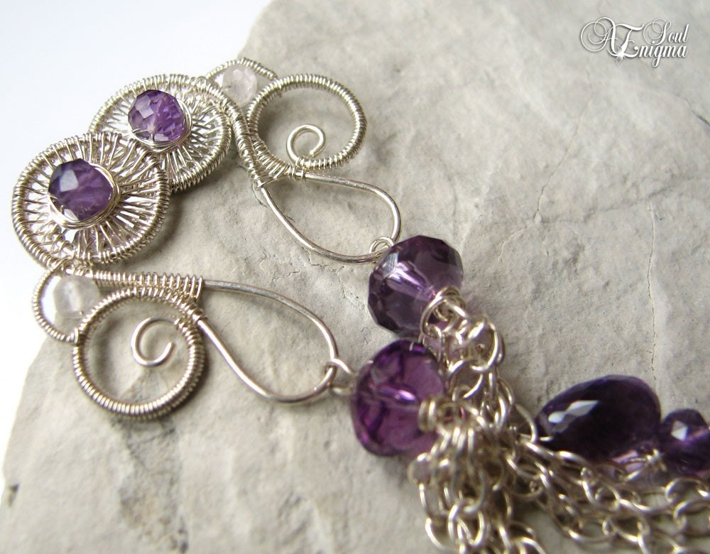 P u r p l e D a n c i n g - amethyst and silver long earrings