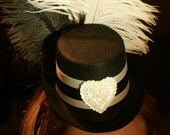 Valentine's Day black and white tuxedo Mini Top Hat - Great for a holiday party